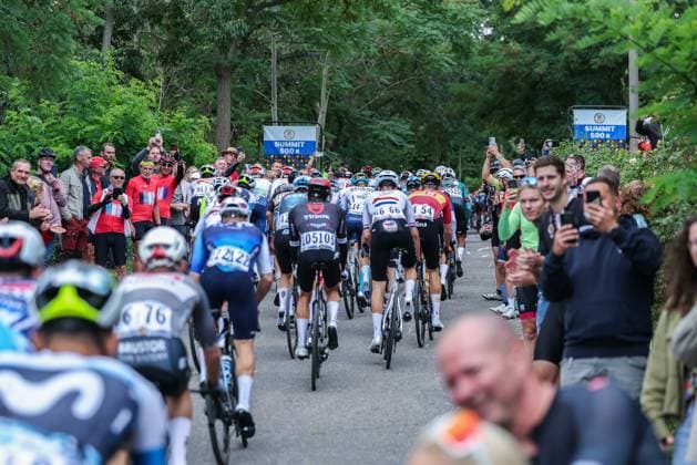 Cycling UCI ProSeries Men Elite LIDL Deutschland Tour 2025 Stage 4 Halle Magdeburg on 24 08 2025 Many spectators at the Johannashall climb xJRx