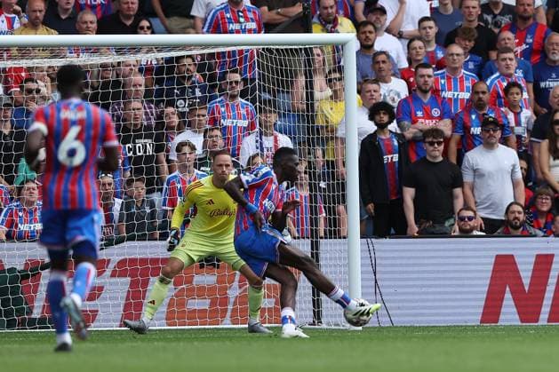 24th August 2025; Selhurst Park, Selhurst, London, England; Premier League Football, Crystal Palace versus Nottingham Forest; Ismaila Sarr of Crystal Palace shoots and scores in the 37th minute for 1-0  KatiexChan