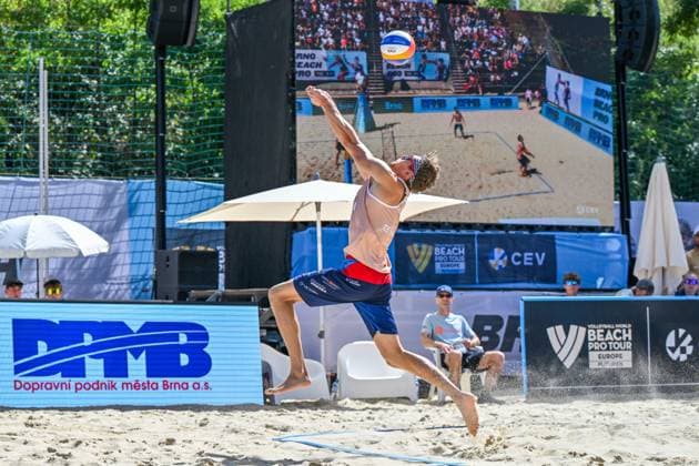 Jiri Sedlak (Czechia) in action during the Brno Beach Pro, Beach volleyball, Beachvolleyball tournament of Futures category in Brno, Czech Republic, August 24, 2025. (CTKxPhoto VaclavxSalek) CTKPhotoP2025082402974  CTKPhotoP2025082402974