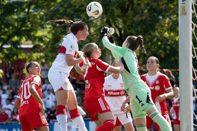 Nicole Billa VFB Stuttgart Women, 26 wins header duel against Eszter Reszler FC Bayern Muenchen 2 Women, 02 , GER, VfB Stuttgart Women vs FC Bayern Muenchen Women II, Football, 2 Women Bundesliga, 1 Matchday, Season 2025 2026, 24 08 2025, GER, VfB Stuttgart Women vs FC Bayern Muenchen Women II, Football, 2 Women Bundesliga, 1 Matchday, Season 2025 2026, 24 08 2025, Stuttgart Copyright: xEibner-Pressefoto EdwardxCheungx EP_ECG