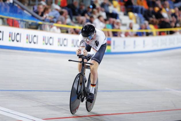 2025 UCI Junior Track World Championships Picture by Alex Whitehead SWpix.com - 24 08 2025 - Cycling - 2025 UCI Junior Track World Championships - Omnisport, Apeldoorn, Netherlands - Men Kilo Time Trial Final - Benjamin Bock (Germany) Omnisport Apeldoorn Netherlands Copyright: x xSWpix.comx(t axPhotographyxHubxLtd)xAlexxWhitehead SWpix.comx SWP-3065-0040