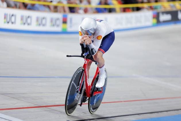 2025 UCI Junior Track World Championships Picture by Alex Whitehead SWpix.com - 24 08 2025 - Cycling - 2025 UCI Junior Track World Championships - Omnisport, Apeldoorn, Netherlands - Men Kilo Time Trial Final - Henry Hobbs (Great Britain) Omnisport Apeldoorn Netherlands Copyright: x xSWpix.comx(t axPhotographyxHubxLtd)xAlexxWhitehead SWpix.comx SWP-3065-0042