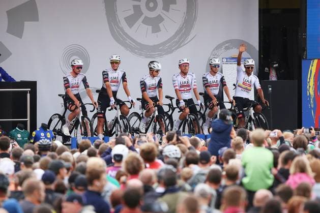 Halle Saale , Saxony-Anhalt, Germany, 24 08 2025 Marketplace Lidl Deutschland Tour 2025 4 Stage Halle Saale Magdeburg UAE Team Emirates XRG Copyright: xdtsxNachrichtenagenturx dts_78692