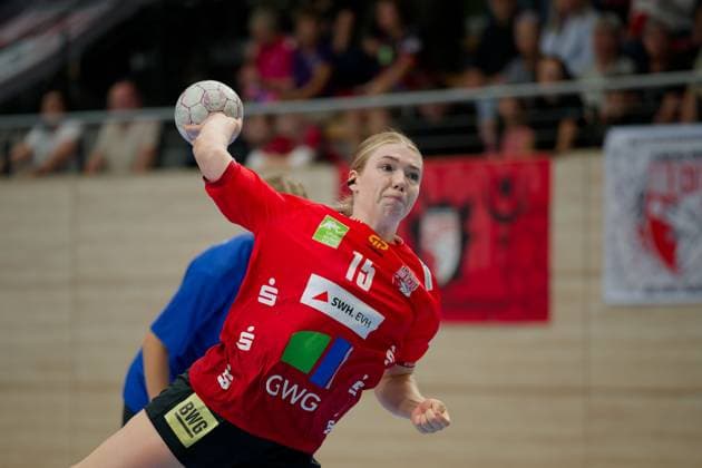 Fabienne Buech Halle, 15 , SV Union Halle Neustadt HC Leipzig, Handball Women, DHB Cup, 1 Round, Season 2025 26, 24 08 2025 Halle SWH Arena Sachsen Anhalt Germany