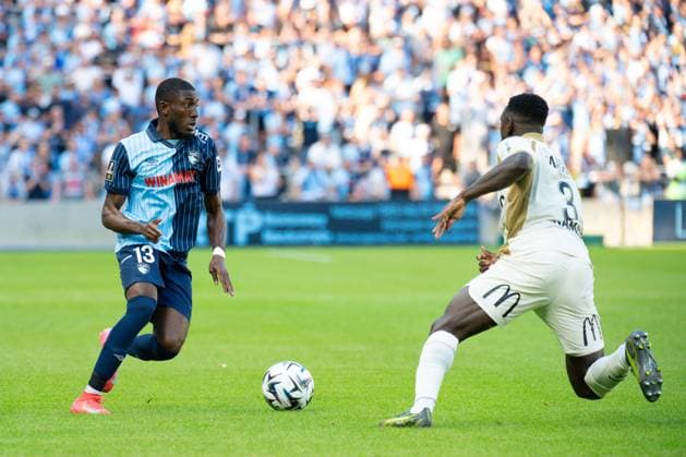 FOOTBALL : Le Havre vs Lens - Ligue 1 - 24 08 2025 Fode Doucoure ( 13 - Le Havre ) and Deiver Machado ( 3 - Lens ) during the Ligue 1 match between Havre AC and RC Lens at Stade Oceane on August 24, 2025 in Le Havre, France. ( Photo by Federico Pestellini PsnewZ ) - Le HavreFrance  Copyright: xFedericoxPestellinix
