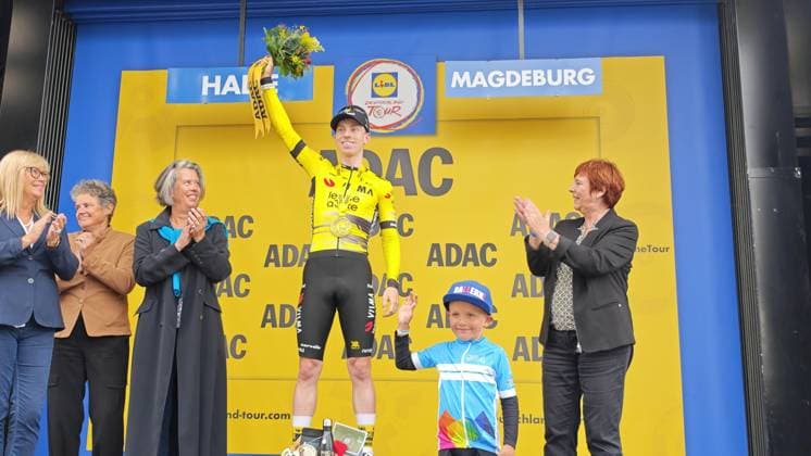 24 08 2025 xkhx Lidl Deutschland Tour 2025 Finish Magdeburg Day winner Matthew Brennan Team Visma Lease a Bike