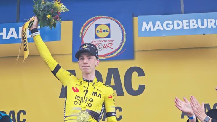 24 08 2025 xkhx Lidl Deutschland Tour 2025 Finish Magdeburg Day winner Matthew Brennan Team Visma Lease a Bike