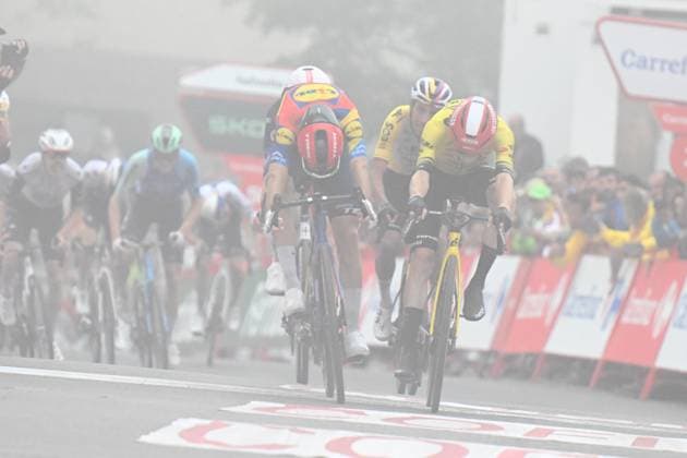 24-08-2025 Vuelta A Espana; Tappa 02 Alba - Limone Piemonte; 2025, Visma - Lease A Bike; 2025, Lidl - Trek; Vingegaard, Jonas; Ciccone, Giulio; Limone Piemonte; 