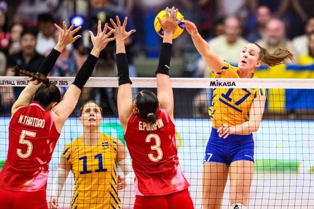 250824 Anna Haak of Sweden during the women s volleyball world championship match between Thailand and Sweden on August 24, 2025 in Bangkok Photo Kaikungwon Duanjumroon BILDBYRAN code XY XY0072 volleyball volleyball women vm thailand sverige bbeng  Copyright: KaikungwonxDuanjumroon BB250824ZX010