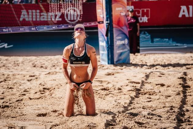 Beach volleyball women Allianz German Beach Tour 2025 Tourstop Berlin 24 08 2025 Lea Kunst annoyed Berlin Funkhaus Beach Berlin Germany