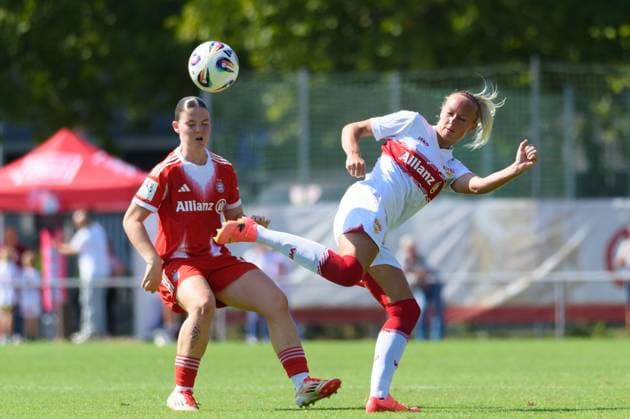 Stuttgart, Germany, August 24th, 2025: Meike Messmer (29 VfB Stuttgart) with a backheel kick during the 2. Frauen-Bundesliga match between VfB Stuttgart and FC Bayern Munich II at PSV Stadion, Stuttgart, Germany. (Sven Beyrich SPP) Copyright: xSvenxBeyrich SPPx spp-en-SvBe-SvBe-20250824-D4S_7881