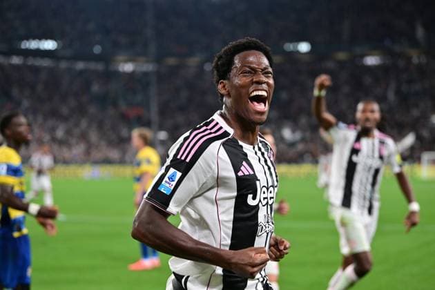 Jonathan David of Juventus celebrate the goal during Juventus FC vs Parma Calcio, Italian soccer Serie A match in Turin, Italy, August 24 2025  Copyright: xTommasoxFimiano IPAxSportx xipa-agency.netx xx IPA_63161851 IPA_Agency_IPA63161851