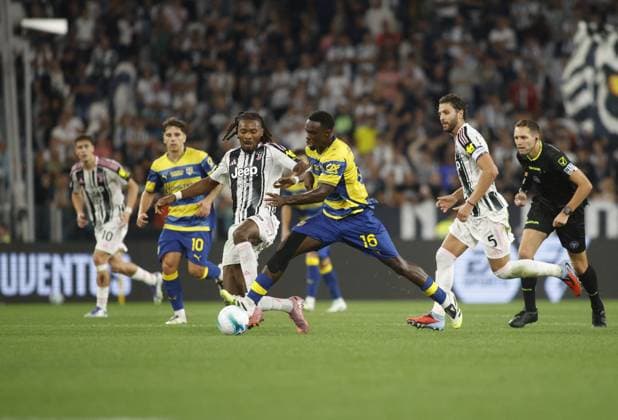 CALCIO - Serie A - Juventus FC vs Parma Calcio Khephren Thuram of Juventus FC and Mandela Keita of Parma Calcio 1913 during the Italian Serie A 2025 26 season, football match between Juventus FC and Parma Calcio 1913 on 24 August 2025 at Allianz Stadium in Turin, Italy. Photo Nderim Kaceli Turin Italy  Copyright: xIPAxSport ABACAx