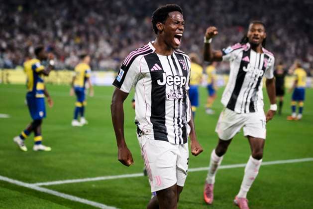 Juventus FC v Parma Calcio - Serie A Jonathan David of Juventus FC celebrates after scoring a goal during the Serie A football match between Juventus FC and Parma Calcio. Turin Italy Copyright: xNicolòxCampox