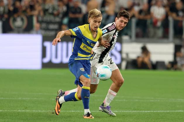 PONTUS ALMQVIST, Parma, GLEISON BREMER, Juventus, Serie A, 2025-26, Juventus vs Parma 2-0, 24-08-2025, Contrasto, Action SERIE A 2025-26 JUVENTUS-PARMA 2-0