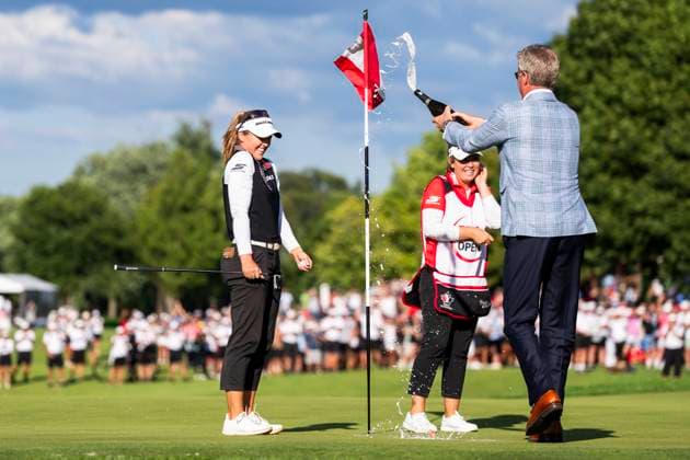 August 24, 2025, Mississauga, On, CANADA: Canada s Brooke Henderson is showered with champagne after winning the CPKC Women s Open at the Mississauga Golf and Country Club in Mississauga, Ont., Sunday, Aug. 24, 2025. Brooke Henderson  - ZUMAc35_ 20250824_zaf_c35_214 Copyright: xThomasxSkrljx