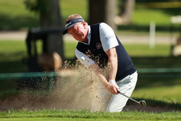 The Ally Challenge GRAND BLANC,MICHIGAN-AUGUST 24: Paul Broadhurst of England hits out of the bunker toward the second green during the final round of The Ally Challenge presented by McLaren at Warwick Hills Golf & Country Club, Grand Blanc, MI, USA Sunday, August 24, 2025. Grand Blanc Michigan United States  Copyright: xJorgexLemusx originalFilename:lemus-theallyc250824_npO1v.jpg