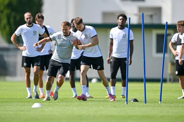 SOCCER - UEFA CL, Sturm vs Bodo GRAZ,AUSTRIA,25.AUG.25 - SOCCER - UEFA Champions League, play off, SK Sturm Graz FK Bodo Glimt, preview, training Sturm. Image shows players of Sturm.  GEPAxpictures xAvnixRetkoceri