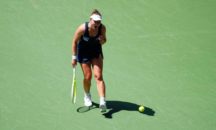 Barbora Krejcikova celebrates her first round win over Victoria Mboko 2025 US Open, Day Two, USTA Billie Jean King National Tennis Center, New York, USA - 25 Aug 2025New York USTA Billie Jean King National T New York (NY) United States of America  Copyright: xJavierxGarcia Shutterstockx 15451864d