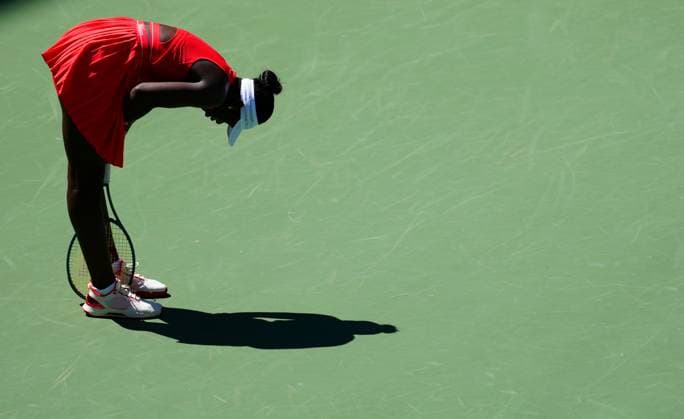 Victoria Mboko reacts during her first round defeat to Barbora Krejcikova 2025 US Open, Day Two, USTA Billie Jean King National Tennis Center, New York, USA - 25 Aug 2025New York USTA Billie Jean King National T New York (NY) United States of America  Copyright: xJavierxGarcia Shutterstockx 15451864m