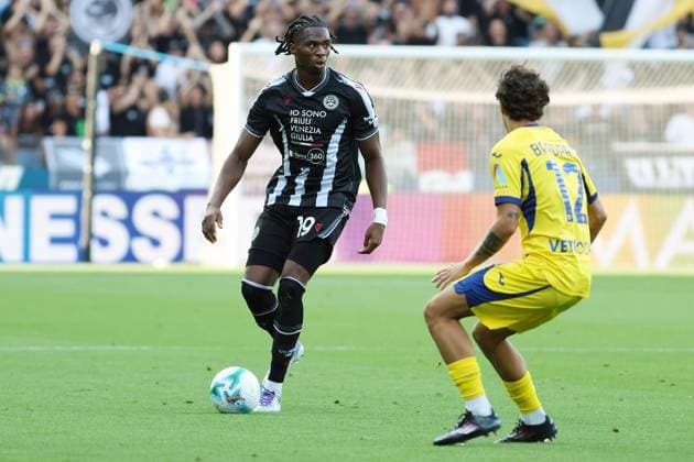 Udinese s Kingsley Ehizibue during the Serie A soccer match between Udinese and Hellas Verona at the Bluenergy Stadium in Udine, north east Italy - Monday, August 25,2026 - soccer  Copyright: xAndreaxBressanutti LaPressex