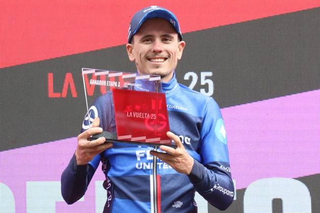 La Vuelta 25 - UCI Pro Tour Cycling Race Pierre Teyssot MAXPPP ; La Vuelta 25 - UCI Pro Tour Cycling Race. Ceres, Italy on August 25, 2025. 80th edition of the Spanish Cycling Tour, Stage 3, 134.6 km from San Maurizio Canavese to Ceres, Italy. David Gaudu (FRA) wins the stage. David Gaudu (FRA) Groupama-FDJ Pierre Teyssot Maxppp Ceres Piedmont Italy  Copyright: xMAXPPPxPierrexTeyssotx PT7_1214 PT7_1214