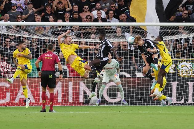 Udinese s Thomas Kristensen celebrates after scoring the 1-0 goal for his team during the Serie A soccer match between Udinese and Hellas Verona at the Bluenergy Stadium in Udine, north east Italy - Monday, August 25,2026 - soccer  Copyright: xAndreaxBressanutti LaPressex