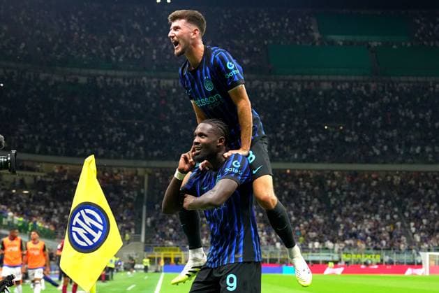 Inter Milan s Marcus Thuram celebrates after scoring 2-0 during the Serie A soccer match between Inter and Torino at the San Siro Stadium in Milan , north Italy - Monday , August 25 , 2025. - Soccer .  Copyright: xSpada LaPressex