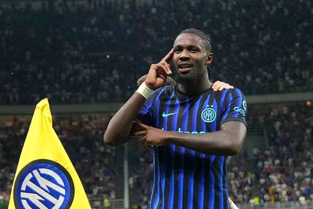 Inter Milan s Marcus Thuram celebrates after scoring 2-0 during the Serie A soccer match between Inter and Torino at the San Siro Stadium in Milan , north Italy - Monday , August 25 , 2025. - Soccer .  Copyright: xSpada LaPressex