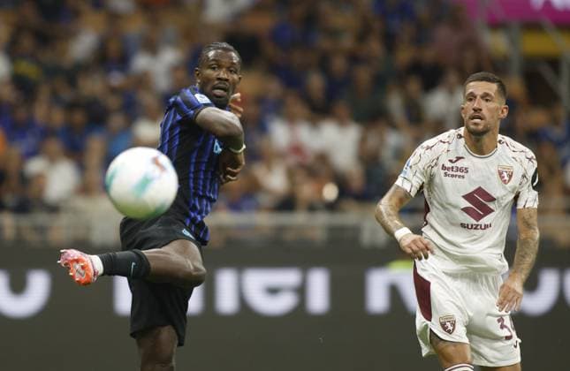 Marcus Thuram of FC Inter scoring a goal during the Italian Serie A 2025 26 season, football match between FC Inter and Torino FC on 25 August 2025 at San Siro Stadium in Milan, Italy. Photo Nderim Kaceli  Copyright: xNderimxKaceli IPAxSportx xipa-agency.netx xx IPA_63234296 IPA_Agency_IPA63234296