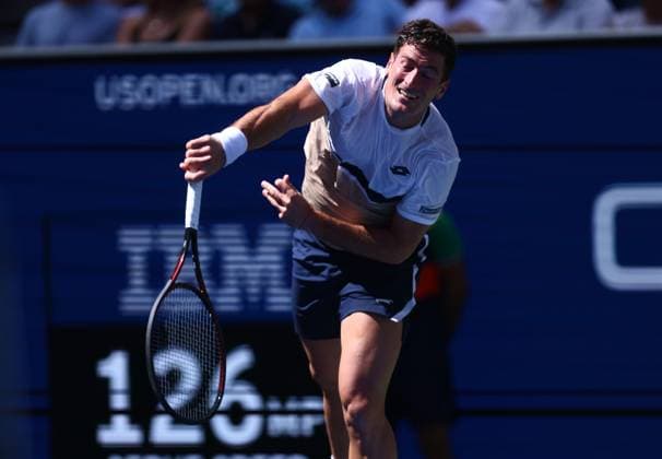 2025 US Open Tennis Championships, Billy Jean-King Tennis Centre, Flushing Meadows, New York, USA, 25 08 2025 Federico Agustin Gomez (ARG) in the in action during his first round match against Jack Draper (GBR) in the 2025 US Open at Flushing Meadows New York Billy Jean King Tennis Centre, Flushing Meadows New York USA Copyright: xMarkxGreenwoodx