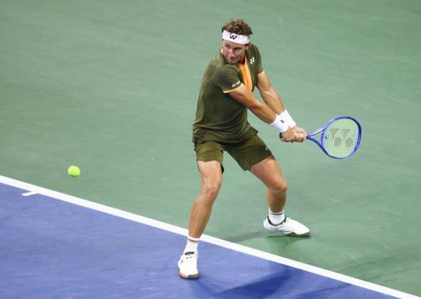 2025 US Open Tennis Championships, Billy Jean-King Tennis Centre, Flushing Meadows, New York, USA, 26 08 2025 Casper Ruud (NOR) in action during his first round match against Sebastian Ofner (NZ) in the 2025 US Open at Flushing Meadows New York Billy Jean King Tennis Centre, Flushing Meadows New York USA Copyright: xMarkxGreenwoodx