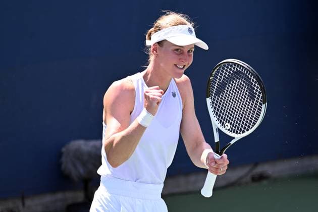(250826) -- NEW YORK,, Aug. 26, 2025 -- Liudmila Samsonova of Russia reacts during the women s singles first round match against Yuan Yue of China at the 2025 US Open tennis championships in New York, the United States, on Aug. 25, 2025. ) (SP)U.S.-NEW YORK-TENNIS-US OPEN-WOMEN S SINGLES LixRui 