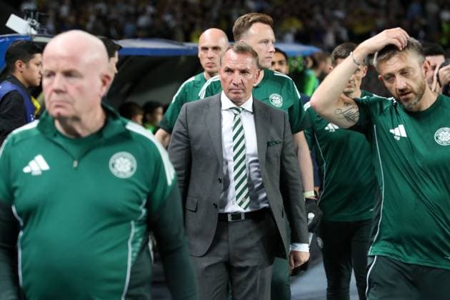 Brendan Rodgers manager of Celtic Kairat Almaty v Celtic, UEFA Champions League, Play-Off Round, Second Leg, Football, Almaty Central Stadium, Almaty, Kazakhstan - 26 Aug 2025Almaty Almaty Central Stadium Kazakhstan EDITORIAL USE ONLY No use with unauthorised audio, video, data, fixture lists, club league logos or live services. Online in-match use limited to 120 images, no video emulation. No use in betting, games or single club league player publications. Copyright: xNikitaxBassov Shutterstockx 15455823z