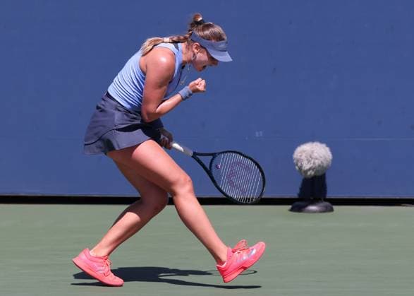 Victoria Jiminez Kasintseva AND makes a fist and cheers,cheers,joy,emotion, USTA Billie Jean King National Tennis Center, Flushing Meadows, New York, USA Copyright: xJuergenxHasenkopfx