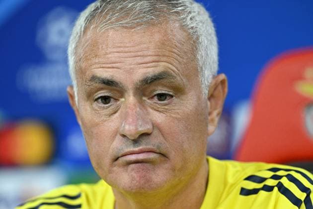Ahead of Benfica v Fenerbahce - UEFA Champions League LISBON, PORTUGAL - AUGUST 26: Head coach Jose Mourinho of Fenerbahce answers the questions of journalists after the training session at the club s facility ahead of the UEFA Champions League play-off second leg match against Fenerbahce in Lisbon, Portugal, on August 26, 2025. Burak Akbulut Anadolu Lisbon Portugal. Editorial use only. Please get in touch for any other usage.  Copyright: x2025xAnadoluxBurakxAkbulutx