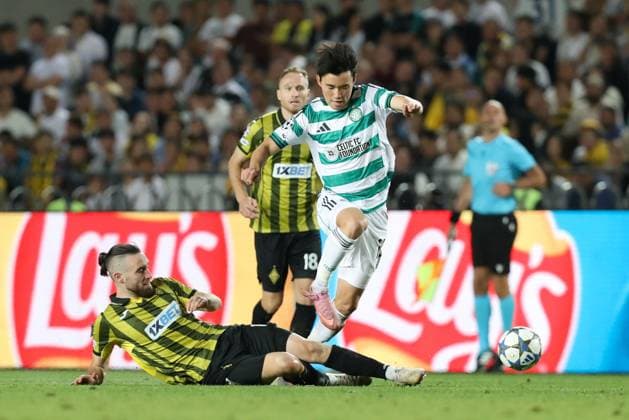 Ofri Arad of Kairat Almaty and Yang Hyun-Jun of Celtic Kairat Almaty v Celtic, UEFA Champions League, Play-Off Round, Second Leg, Football, Almaty Central Stadium, Almaty, Kazakhstan - 26 Aug 2025Almaty Almaty Central Stadium Kazakhstan EDITORIAL USE ONLY No use with unauthorised audio, video, data, fixture lists, club league logos or live services. Online in-match use limited to 120 images, no video emulation. No use in betting, games or single club league player publications. Copyright: xNikitaxBassov Shutterstockx 15455823bj