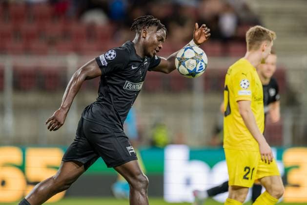 SOCCER - UEFA CL, Sturm vs Bodo KLAGENFURT,AUSTRIA,26.AUG.25 - SOCCER - UEFA Champions League, play off, SK Sturm Graz vs FK Bodo Glimt. Image shows the rejoicing of Seedyahmed Jatta (Sturm).  GEPAxpictures xMatthiasxTrinkl