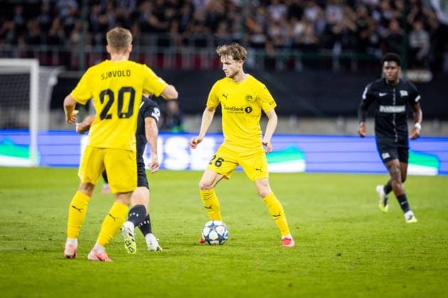 STURM GRAZ vs BODO GLIMT Hakon Evjen of Bodo on the ball during second leg of play off round of UEFA Champions League football match between SK Sturm Graz and FK Bodo Glimt. Worthersee Stadion, Klagenfurt, Austria, August 26, 2025. Photo by Branislav Racko Copyright: xx 080A7642