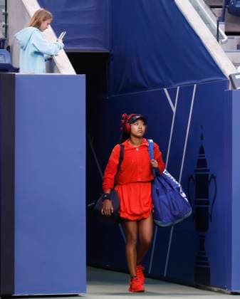 Naomi Osaka of Japan arrives on the court when she is introduced before her first round match against Greet.Minnen of Belgium in Louis Armstrong Stadium on day 3 at the 2025 US Open Tennis Championship at the USTA Billie Jean King National Tennis Center in New York City on Tuesday, August 26, 2025.  NYP20250826142 JOHNxANGELILLO