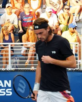 A fan wears a Jekyll and Hyde shirt behind Stefanos Tsitsipas 2025 US Open, Day Three, USTA Billie Jean King National Tennis Center, New York, USA - 26 Aug 2025New York USTA Billie Jean King National T New York (NY) United States of America  Copyright: xJavierxGarcia Shutterstockx 15451865fb