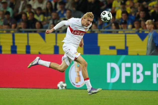Braunschweig vs Stuttgart, DFB Pokal 1 round Braunschweig, 26 08 2025, FUßBALL Eintracht Braunschweig vs VfB Stuttgart, 1 round DFB Pokal, season 2025 26 Nick Woltemade VfB Stuttgart Braunschweig