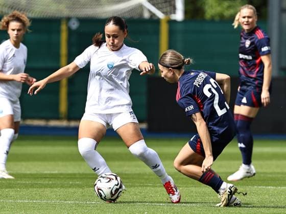250827 UWCL ROSENGARD VS LJUBOTEN Eva Velichkova (14) of ZFK Ljuboten and Anastasiya Pobegaylo (23) of FC Rosengard pictured during women™s soccer match between FC Rosengard (SWE) and ZFK Ljuboten (MKD), group 3, second qualifying round of Women™s Champions League 2025-2026 on Wednesday 27 August 2025 in Leuven, Belgium. PHOTO SPORTPIX SEVIL OKTEM LEUVEN DEN DREEF VLAAMS BRABANT BELGIUM  Copyright: xSportpix.bex xSevilxOktemxSevilxOktemx