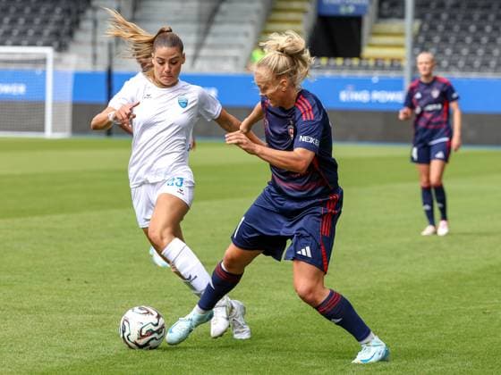 250827 UWCL ROSENGARD VS LJUBOTEN Julija Zivikj (23) of ZFK Ljuboten and Molly Johansson (11) of FC Rosengard pictured during women™s soccer match between FC Rosengard (SWE) and ZFK Ljuboten (MKD), group 3, second qualifying round of Women™s Champions League 2025-2026 on Wednesday 27 August 2025 in Leuven, Belgium. PHOTO SPORTPIX SEVIL OKTEM LEUVEN DEN DREEF VLAAMS BRABANT BELGIUM  Copyright: xSportpix.bex xSevilxOktemxSevilxOktemx