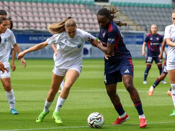 250827 UWCL ROSENGARD VS LJUBOTEN Iva Jovanoska (2) of ZFK Ljuboten and Anam Imo (24) of FC Rosengard pictured during women™s soccer match between FC Rosengard (SWE) and ZFK Ljuboten (MKD), group 3, second qualifying round of Women™s Champions League 2025-2026 on Wednesday 27 August 2025 in Leuven, Belgium. PHOTO SPORTPIX SEVIL OKTEM LEUVEN DEN DREEF VLAAMS BRABANT BELGIUM  Copyright: xSportpix.bex xSevilxOktemxSevilxOktemx