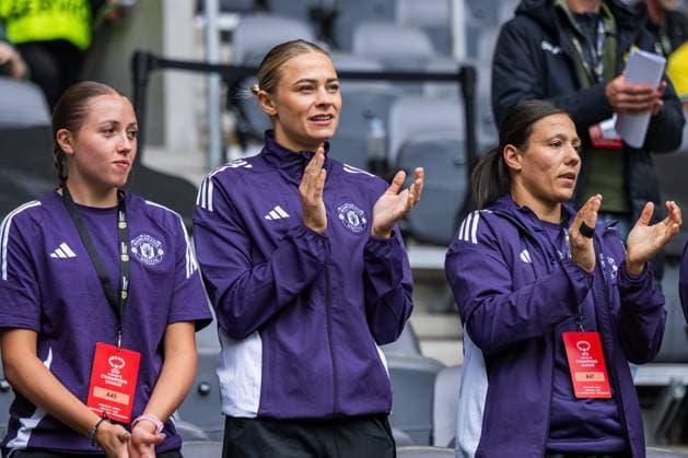250827 Fridolina Rolfo of Manchester United prior to the UEFA Women s Champions League qualifying match between Manchester United and PSV Eindhoven on August 27, 2025 in Stockholm Photo Jonathan Näckstrand BILDBYRAN COP 94 JN0223 fotboll football soccer fotball uefa womens champions league manchester united wfc psv eindhoven dam bbeng  Copyright: JONATHANxNÄCKSTRAND BB250827JN028