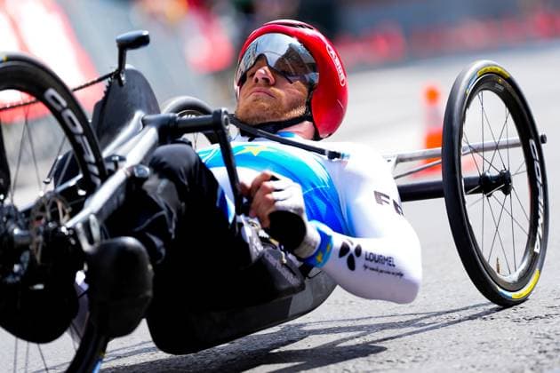 2025 UCI Para-cycling Road World Championships Picture by Olly Hassell SWpix.com - 27 08 2025 - Cycling - 2025 UCI Para-cycling Road World Championships - Ronse, Flanders, Belgium - Training Practice - Mathieu Bosredon (France) Copyright: x xSWpix.comx(t axPhotographyxHubxLtd)xOllyxHassell SWpix.comx SWP-3069-0023