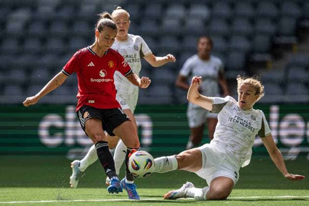 250827 Julia Zigiotti Olme of Manchester United during the UEFA Women s Champions League qualifying match between Manchester United and PSV Eindhoven on August 27, 2025 in Stockholm Photo Jonathan Näckstrand BILDBYRAN COP 94 JN0223 fotboll football soccer fotball uefa womens champions league manchester united wfc psv eindhoven dam bbeng  Copyright: JONATHANxNÄCKSTRAND BB250827JN074