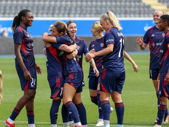 250827 UWCL ROSENGARD VS LJUBOTEN Rosengard players celebrating the goal of Filippa Sjostrom (50) of FC Rosengard (2-0) during women™s soccer match between FC Rosengard (SWE) and ZFK Ljuboten (MKD), group 3, second qualifying round of Women™s Champions League 2025-2026 on Wednesday 27 August 2025 in Leuven, Belgium. PHOTO SPORTPIX SEVIL OKTEM LEUVEN DEN DREEF VLAAMS BRABANT BELGIUM  Copyright: xSportpix.bex xSevilxOktemxSevilxOktemx