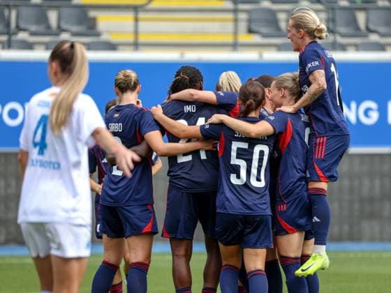 250827 UWCL ROSENGARD VS LJUBOTEN Rosengard players celebrating the goal of Anam Imo (24) of FC Rosengard (3-0) during women™s soccer match between FC Rosengard (SWE) and ZFK Ljuboten (MKD), group 3, second qualifying round of Women™s Champions League 2025-2026 on Wednesday 27 August 2025 in Leuven, Belgium. PHOTO SPORTPIX SEVIL OKTEM LEUVEN DEN DREEF VLAAMS BRABANT BELGIUM  Copyright: xSportpix.bex xSevilxOktemxSevilxOktemx